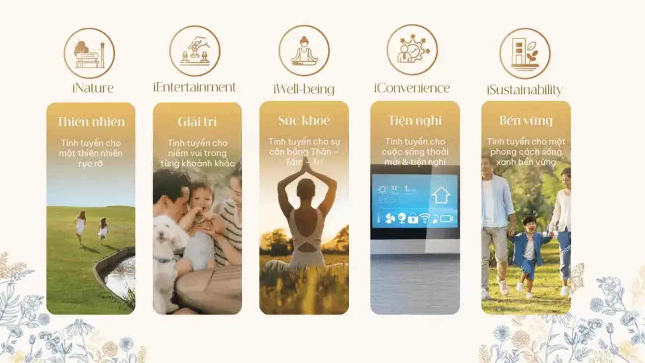 Trải nghiệm 5 iFactors tại Gladia Thủ Đức: thiên nhiên, giải trí, sức khỏe, tiện nghi và bền vững.